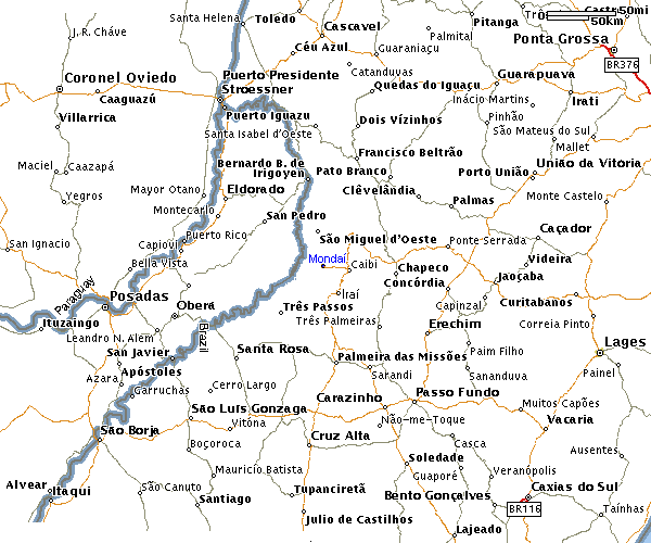 Estradas região de Mondaí